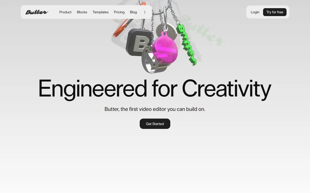 Butter homepage, first screen