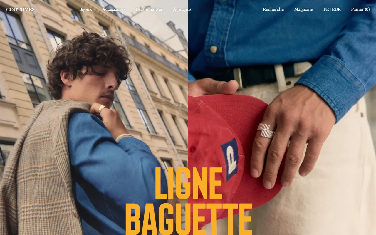 Coutumes homepage, first screen